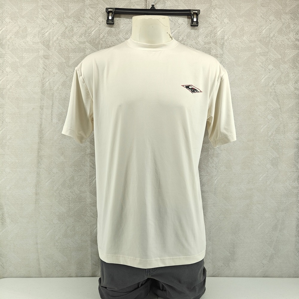 Quiksilver Rash Guard Men L Cream UPF 50+ Sun Protection Surf Swim Shirt Beach
